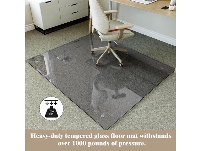 Koonmi Tempered Glass Chair Mat for Hardwood Floors & Carpets, 46' x 55 Grey Heavy Duty Office Floor Protector, Scratch & Dust Concealing,...