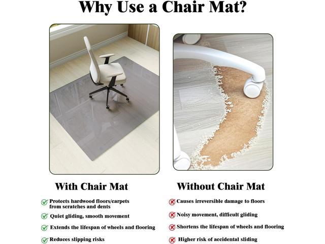 Koonmi Tempered Glass Chair Mat for Hardwood Floors & Carpets, 46' x 55 Grey Heavy Duty Office Floor Protector, Scratch & Dust Concealing,...