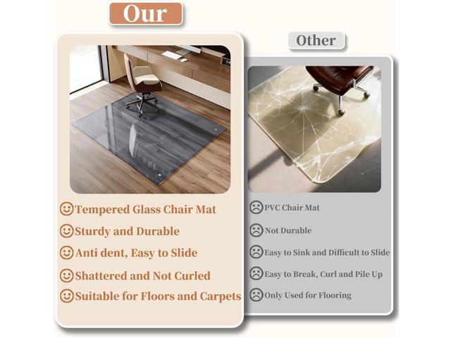 Glass Chair Mat, 30'x48' Heavy Duty Office Chair Mat for Carpet, Grey Carpet Protector Mat for Office Chair, Hides Dirt/Fur Better, Noise-Free...
