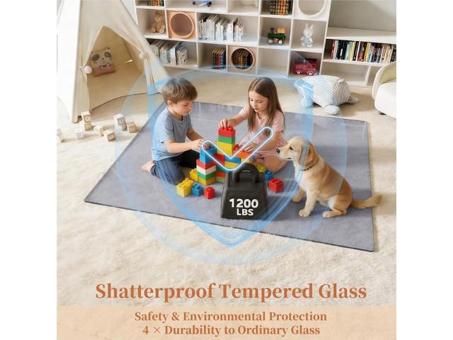 Glass Chair Mat, 30'x48' Heavy Duty Office Chair Mat for Carpet, Grey Carpet Protector Mat for Office Chair, Hides Dirt/Fur Better, Noise-Free...