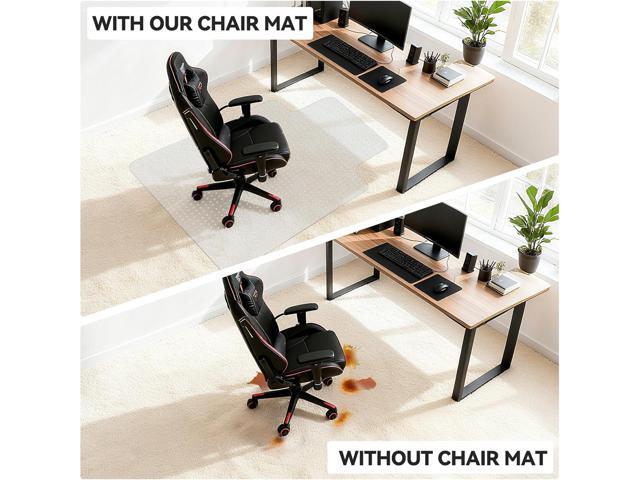 Office Chair Mat for Carpet with Lip, Flat Shipping Heavy Duty Hard Clear Chair Mats, Under Desk Protector Floor Mat, Smooth Glide Plastic Rolling...