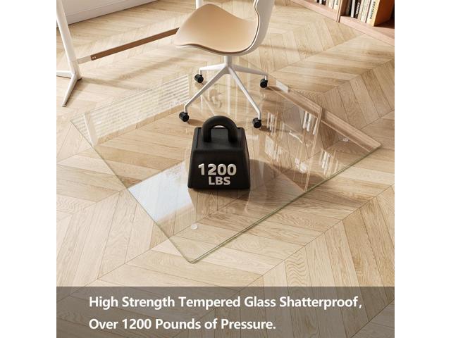 Koonmi Glass Chair Mat for Carpet, Tempered Glass 46'x46' Office Chair Mat, Glass Chair Mats with Rounded and Polished Edges, Ideal for Hardwood...