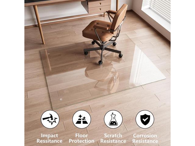 Koonmi Glass Chair Mat for Carpet, Tempered Glass 46'x46' Office Chair Mat, Glass Chair Mats with Rounded and Polished Edges, Ideal for Hardwood...