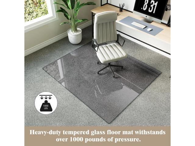 Koonmi Tempered Glass Chair Mat for Hardwood Floors & Carpets, 42' x 48 Grey Heavy Duty Office Floor Protector, Scratch & Dust Concealing,...