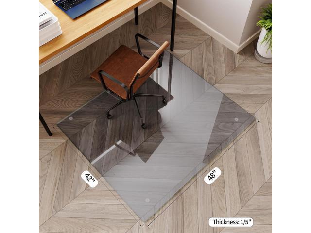 Koonmi Tempered Glass Chair Mat for Hardwood Floors & Carpets, 42' x 48 Grey Heavy Duty Office Floor Protector, Scratch & Dust Concealing,...