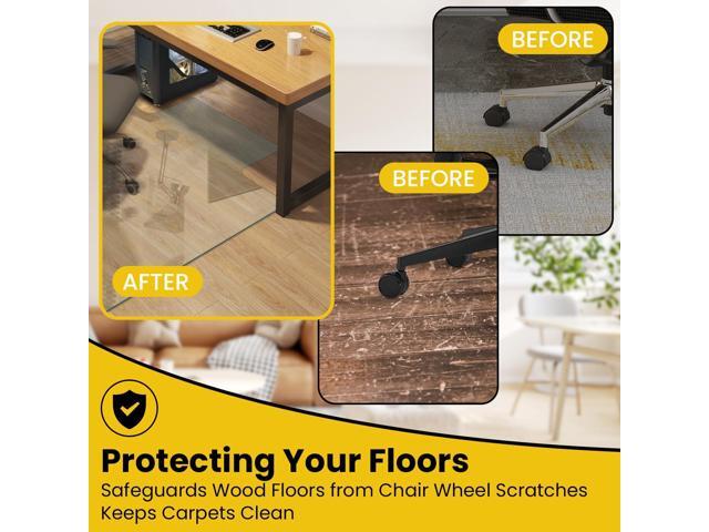 VASUHOME Tempered Glass Chair Mat with Lip (45' x 53') Heavy Duty Floor Protector for High-Pile Carpet & Hardwood 1200LBS Weight Capacity,...