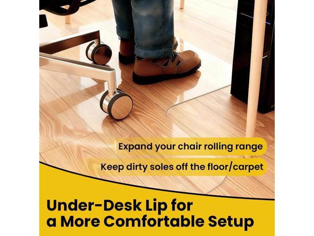 VASUHOME Tempered Glass Chair Mat with Lip (45' x 53') Heavy Duty Floor Protector for High-Pile Carpet & Hardwood 1200LBS Weight Capacity,...