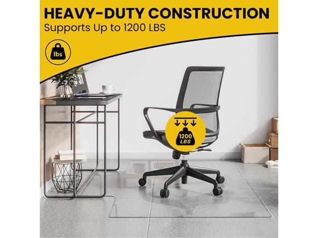 VASUHOME Tempered Glass Chair Mat with Lip (45' x 53') Heavy Duty Floor Protector for High-Pile Carpet & Hardwood 1200LBS Weight Capacity,...