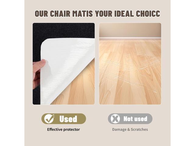 Office Chair Mat - for Hardwood Floors, Large Non-Slip Easy-Clean Floor Protection Blanket (Black, 48 x 36in).