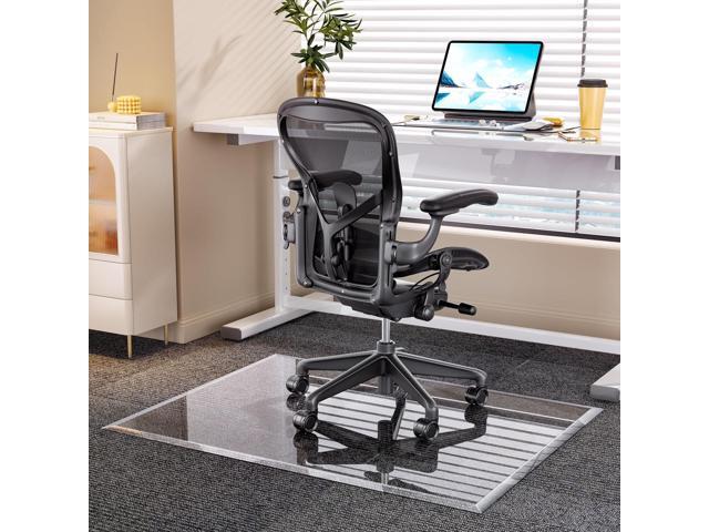 [Tempered Glass] 48 x 36 Beveled Edge Glass Chair Mat with Polished Edge Clear Office Chair Mat, Glides Smoothly, Suitable for Carpet or Hardwood...