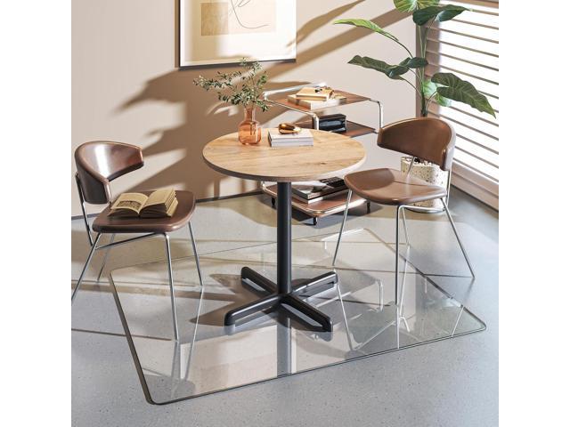 Tempered Glass 46' x 36' Round Corner Glass Chair Mat with Polished Edge, Heavy Duty Hard Clear Office Chair Mat, Transparent, Glides Smoothly,...