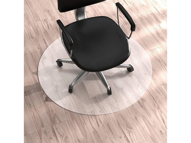 WASJOYE Office Chair Mat for Hard Floor, 36' Round Transparent Hard Floor Protector Cover Home Floor Mat for Computer Desk Rolling Chair