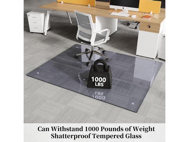 Glass Chair Mat 46' x 55' Heavy Duty Tempered Glass Office Chair Mat, Glass Floor Mat with Round Corner and Polished Edge for Smooth Glide, Office...