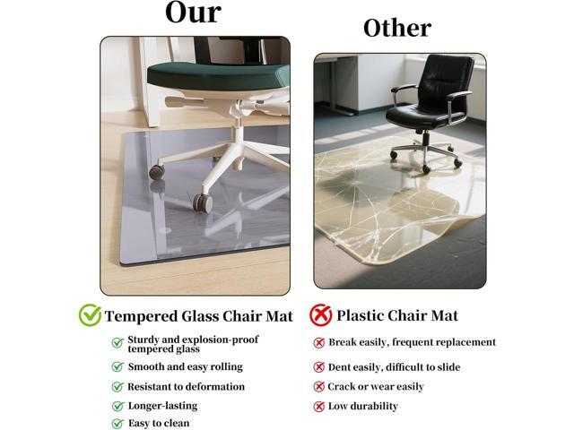 Glass Chair Mat 46' x 55' Heavy Duty Tempered Glass Office Chair Mat, Glass Floor Mat with Round Corner and Polished Edge for Smooth Glide, Office...