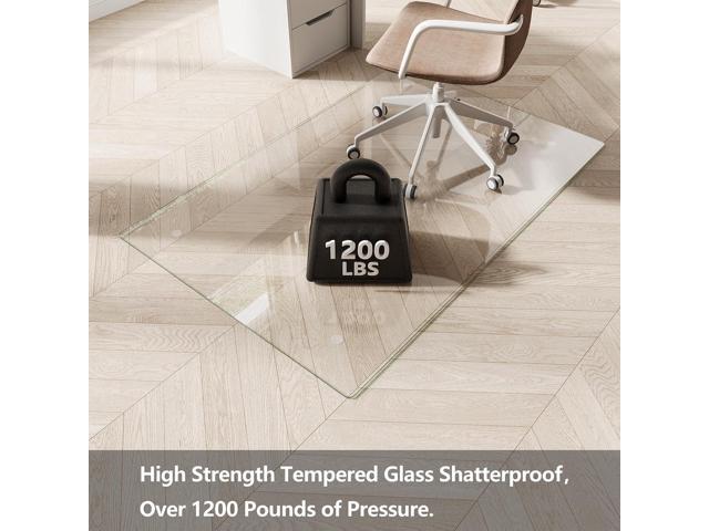 Koonmi Glass Chair Mat for Carpet, 36'x55' Office Chair Mat, Tempered Glass Chair Mat with Rounded and Polished Edges, Non-Slip Pads, Glass Floor...