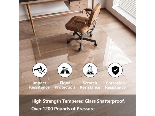 Koonmi Glass Chair Mat for Carpet, 36'x55' Office Chair Mat, Tempered Glass Chair Mat with Rounded and Polished Edges, Non-Slip Pads, Glass Floor...