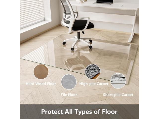 Koonmi Glass Chair Mat for Carpet, Tempered Glass 46'x46' Office Chair Mat, Glass Chair Mats with Rounded and Polished Edges, Ideal for Hardwood...