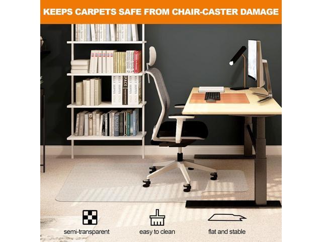 Thickened Chair Mat for Carpet- Low Pile Carpet Protector for Office Computer Desk Chair. Heavy Duty Desk Chair Mat for Carpeted Floors. Clear...