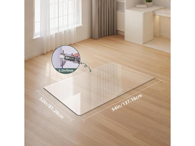 Glass Chair Mat Heavy 54' x 32' -1/5' Thick Premium Tempered Glass Duty Hard Glass Chair Mats -for Office Chair on Carpet or Hard Floor with 4...