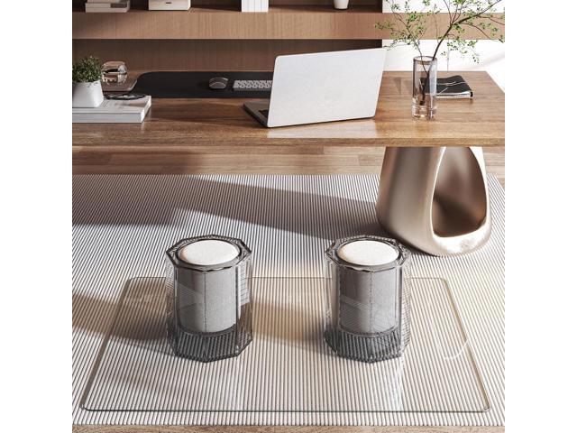 Tempered Glass 48' x 30' Round Corner Glass Chair Mat with Polished Edge, Heavy Duty Hard Clear Office Chair Mat for Office Home Hard Floor...