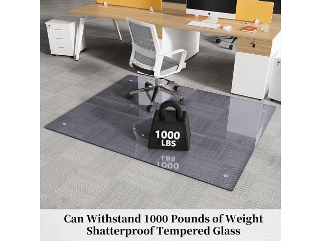 Glass Chair Mat 40' x 60' Heavy Duty Tempered Glass Office Chair Mat, Glass Floor Mat with Round Corner and Polished Edge for Smooth Glide, Office...