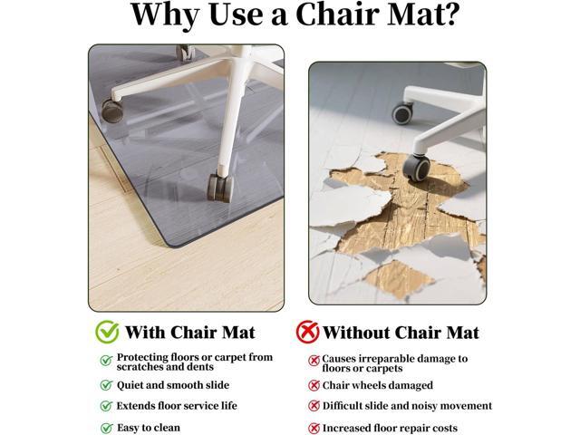 Glass Chair Mat 40' x 60' Heavy Duty Tempered Glass Office Chair Mat, Glass Floor Mat with Round Corner and Polished Edge for Smooth Glide, Office...