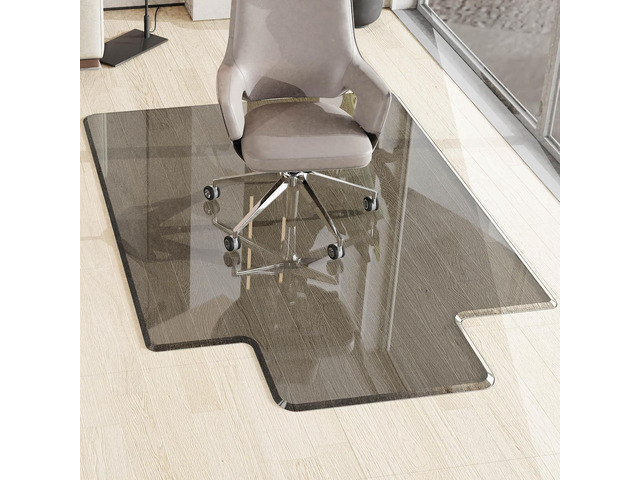 Beveled Edge Irregular Office Chair Mat with Lip for Carpet or Hardwood Floor Crystal Grey 36' x 48' Smooth Glide and Easy Roll On/Off, Heavy Duty...