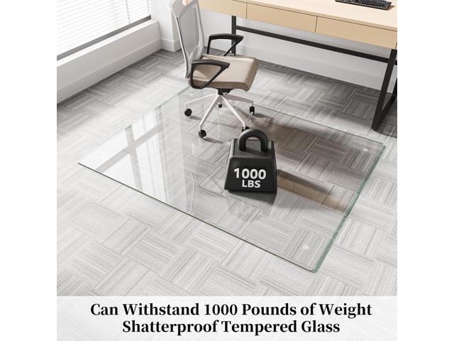 Glass Chair Mat 46' x 60' Heavy Duty Tempered Glass Office Chair Mat, Glass Floor Mat with Round Corner and Polished Edge for Smooth Glide, Office...