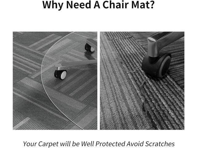 WASJOYE Office Chair Mat for Carpet, 36' Round Clear Home Carpet Chair Mat Protector Cover with Non-Slip Studded for Computer Desk Rolling Chair
