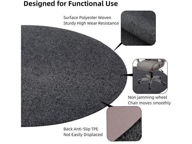 Office Chair Mat, 39'x39' Round Floor Protector Mat for Very Low Flat or No Pile Carpet/Hardwood Floor, Multi-Purpose Desk Chair Mat RugDark Grey