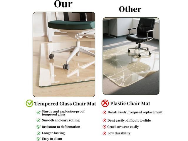 Glass Chair Mat 46' x 60' Heavy Duty Tempered Glass Office Chair Mat, Glass Floor Mat with Round Corner and Polished Edge for Smooth Glide, Office...