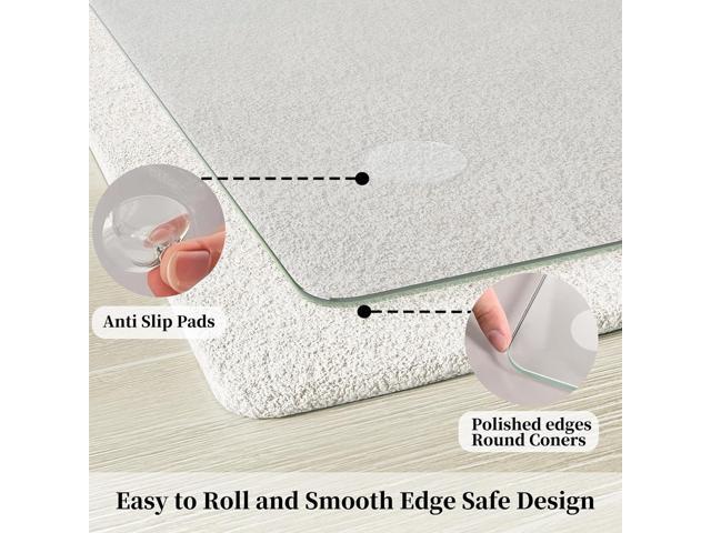 Glass Chair Mat 46' x 60' Heavy Duty Tempered Glass Office Chair Mat, Glass Floor Mat with Round Corner and Polished Edge for Smooth Glide, Office...