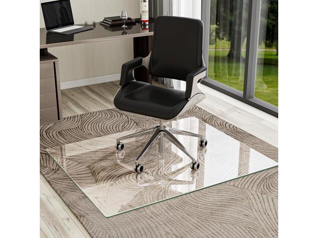 VOOBANG 40'x47' Tempered Glass Desk Chair Mat for Carpet, Glass Office Chair Mat - 5mm Thickness, Smooth Rolling, Scratch-Resistant, Clear...
