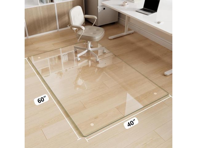 Glass Chair Mat 40' x 60' Heavy Duty Tempered Glass Office Chair Mat, Glass Floor Mat with Polished Edge and Round Corner for Smooth Glide, Office...