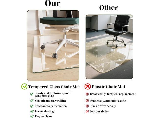 Glass Chair Mat 40' x 48' Heavy Duty Tempered Glass Office Chair Mat, Glass Floor Mat with Round Corner and Polished Edge for Smooth Glide, Office...
