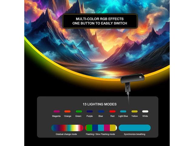 Gaming Chair Mat for Hardwood Floor Circle RGB Gaming Lights (Mountains 47) - Noise Cancelling, Anti-Slip Gamer Floor Mat Scratch Resistant...