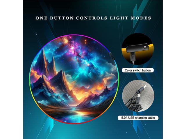 Gaming Chair Mat for Hardwood Floor Circle RGB Gaming Lights (Mountains 47) - Noise Cancelling, Anti-Slip Gamer Floor Mat Scratch Resistant...
