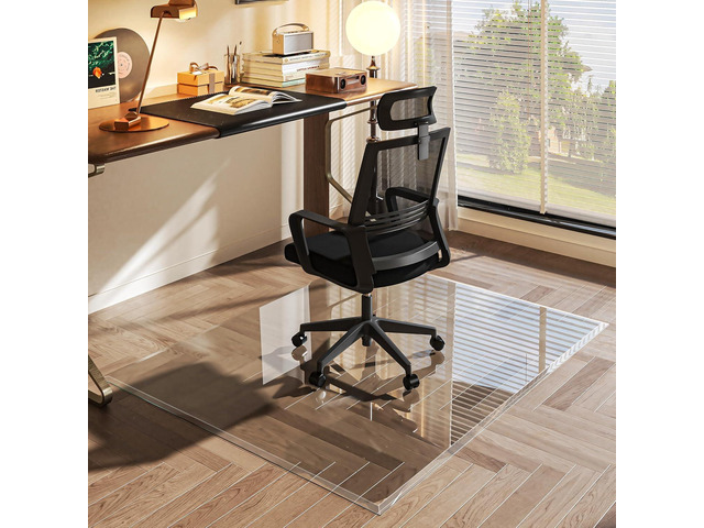 [Tempered Glass] 60x48 Irregular Glass Chair Mat with Polished Edge Clear Office Chair Mat, Glides Smoothly, Suitable for Carpet or Hardwood Floors