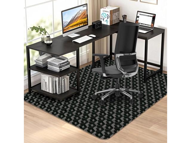 Office Chair Mat for Hardwood Floor, 63' x 51' Extra Large Black PVC Mat with 3D Pattern, Under Computer Desk Chair Mat, Heavy Duty Floor Protector...