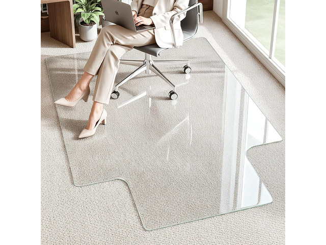 Antok Irregular Tempered Glass Chair Mat, 36'x48' Office Chair Mat for Carpet & Hardwood Floors, Heavy Duty 0.2' Desk Chair Mat for Smooth Rolling...