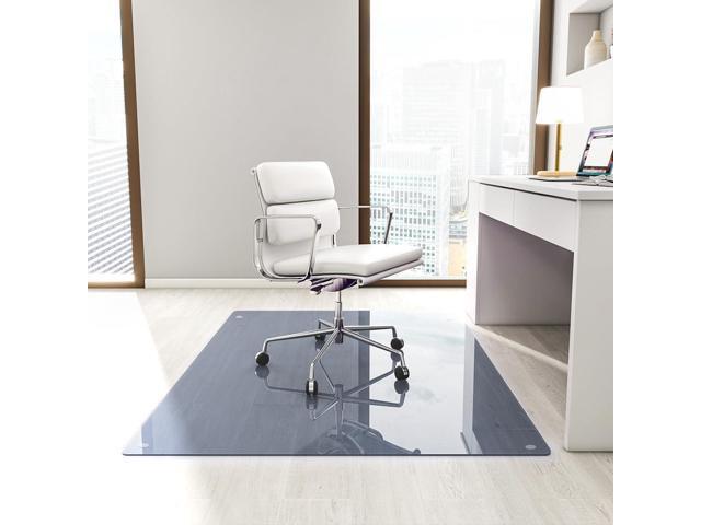 [Tempered Glass] 46' x 55' Glass Chair Mat, Heavy Duty Hard Tempered Glass Mat with Round Corner and Polished Edge, Glass Office Chair Mat for...