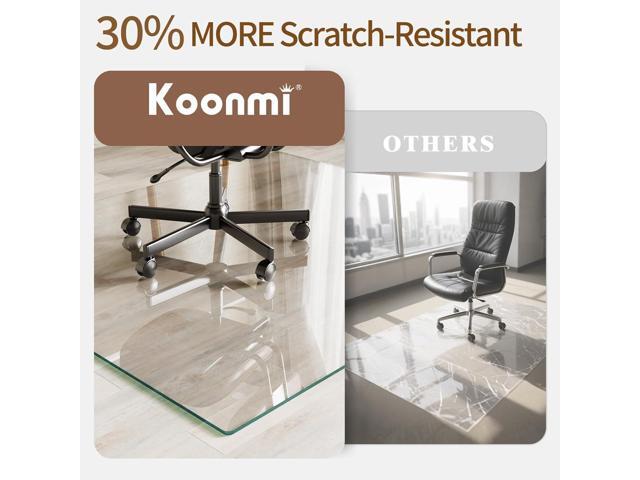 Koonmi Tempered Glass Chair Mat 60'x46' - Premium Office Chair Mat for Hardwood Floors & Low-Pile Carpet with 4 Non-Slip Pads - Thick...
