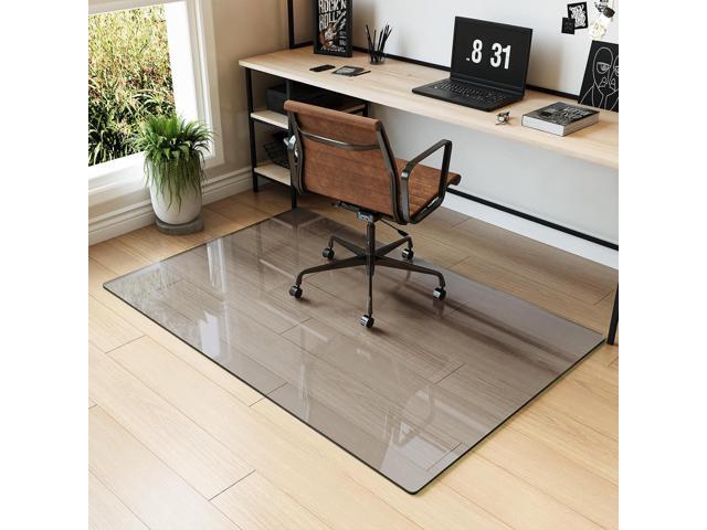 Koonmi Tempered Glass Chair Mat for Hardwood Floors & Carpets, 36' x 55 Grey Heavy Duty Office Floor Protector, Scratch & Dust Concealing,...