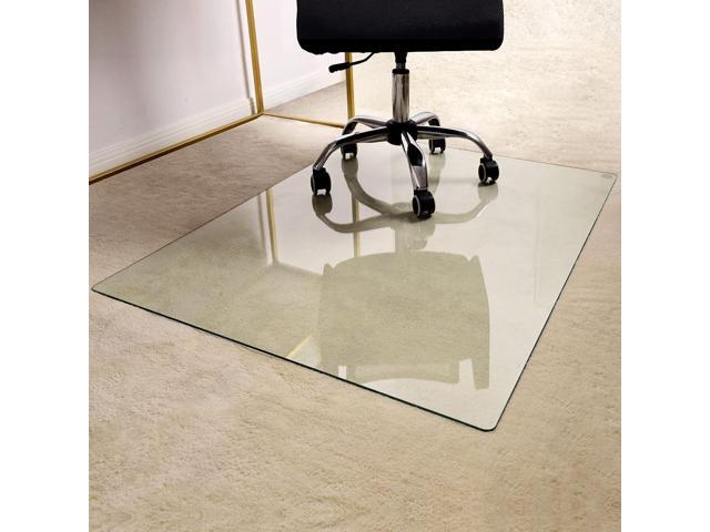 GLSLAND 36' x 46' Tempered Glass Chair Mat Heavy-Duty Floor Protector for Carpet & Hard Floors Scratch-Resistant Clear Office Mat 1/6' Clear