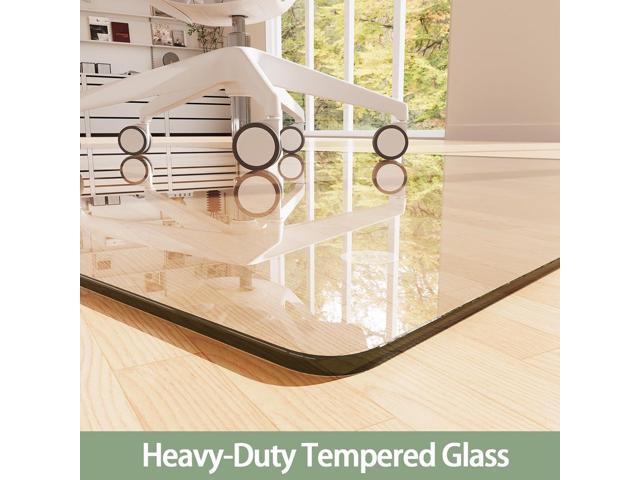 Tempered Glass Chair Mat 55'x46' Ultra-Clear Office Chair Mat for Hardwood Floors & Low-Pile Carpets Heavy-Duty 0.2' Scratch-Resistant Surface...