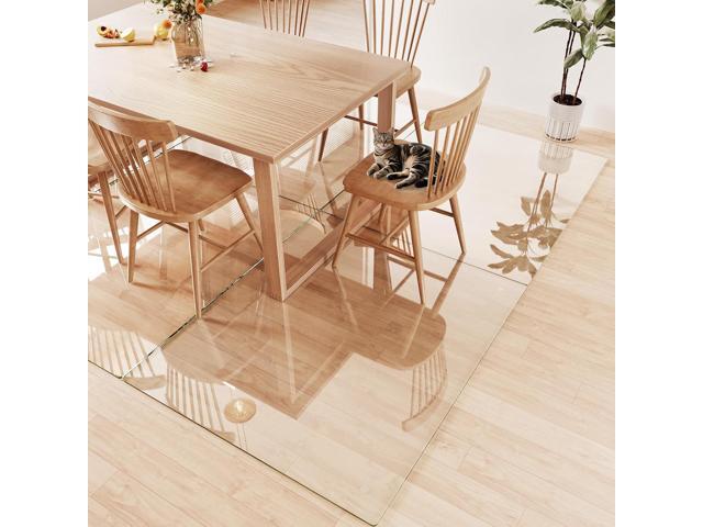 Tempered Glass Chair Mat 55'x46' Ultra-Clear Office Chair Mat for Hardwood Floors & Low-Pile Carpets Heavy-Duty 0.2' Scratch-Resistant Surface...