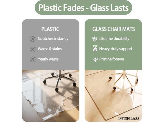 Tempered Glass Chair Mat 55'x46' Ultra-Clear Office Chair Mat for Hardwood Floors & Low-Pile Carpets Heavy-Duty 0.2' Scratch-Resistant Surface...