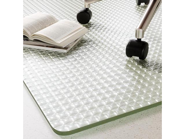 Koonmi Wave Glass Chair Mat 46'x55', Tempered Glass Office Chair Mat, Embossed Wave Texture Chair Mats with Rounded and Polished Edges for Hardwood...