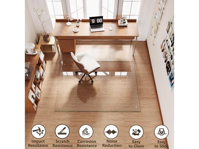 Glass Chair Mat, 46'x60' Office Chair Mat for Hardwood Floor, Clear Carpet Protector Mat for Office Chair, 4 NonSlip Pads, Noise-Free Gliding...