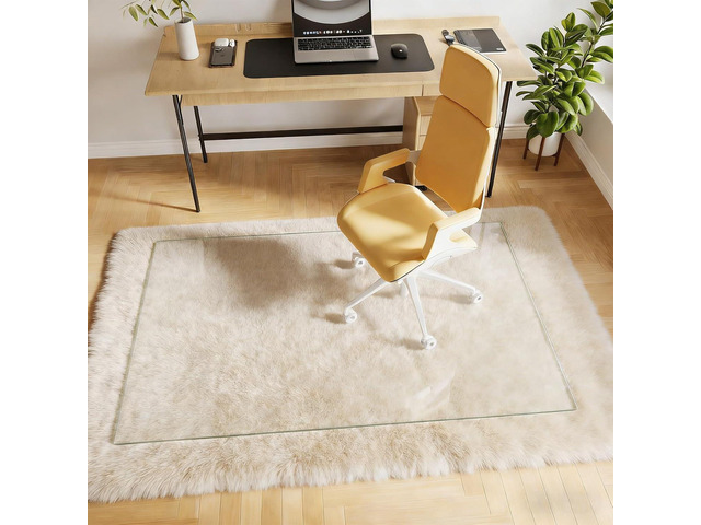 Glass Chair Mat, 36'x55' Office Chair Mat for Hardwood Floor, Clear Carpet Protector Mat for Office Chair, 4 NonSlip Pads, Noise-Free Gliding...